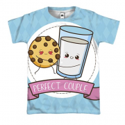 3D футболка с молоком и печеньем