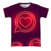 3D футболка з неоновим серцем в колі