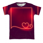 3D футболка с неоновой рамкой и сердечком