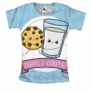 Женская 3D футболка с молоком и печеньем