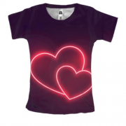 Женская 3D футболка с двумя неоновыми сердечками