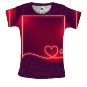 Женская 3D футболка с неоновой рамкой и сердечком