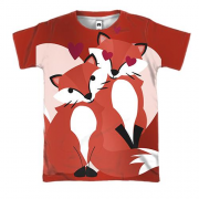 3D футболка з закоханим лисом і лисицею