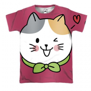 3D футболка з закоханим котом і написом "Love"