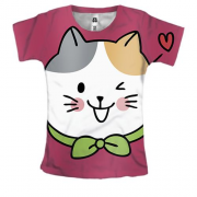 Жіноча 3D футболка з закоханим котом і написом "Love"