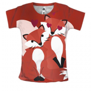 Женская 3D футболка с влюбленным лисом и лисой