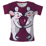 Женская 3D футболка с влюбленными мышками