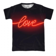3D футболка с неоновой надписью "Love"