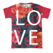 3D футболка з трояндами Love
