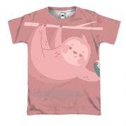 3D футболка с девочкой ленивцем