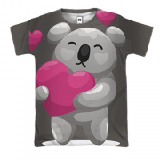 3D футболка с коалой и сердечком