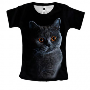 Женская 3D футболка с котом "Британец"