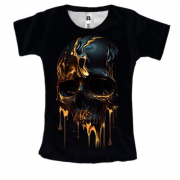 Женская 3D футболка с черно-золотым черепом