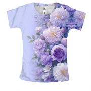 Женская 3D футболка с сиреневыми цветами