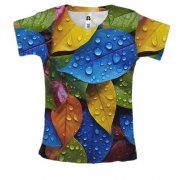 Жіноча 3D футболка з різнокольоровим мокрим листям