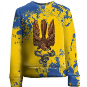 Дитячий 3D світшот із соколом-гербом України (жовто-синя)