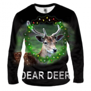 Мужской 3D лонгслив с новогодним оленем "Dear Deer"