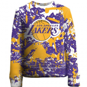 Детский 3D свитшот Lakers фирменные цвета брызги красок