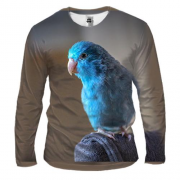 Мужской 3D лонгслив с синим попугаем