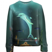 Дитячий 3D світшот з дельфіном в океані