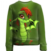 Детский 3D свитшот с зеленым дракончиком
