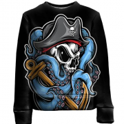Детский 3D свитшот с осьминогом пиратом и якорем