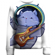 Детский 3D свитшот с котом астронавтом и гитарой