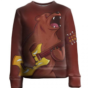 Детский 3D свитшот с медведем гитаристом