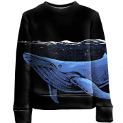 Детский 3D свитшот с синим китом ночью