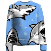Детский 3D свитшот с серыми акулами
