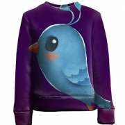 Детский 3D свитшот Light-blue bird