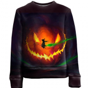 Детский 3D свитшот Halloween pumpkin and witch