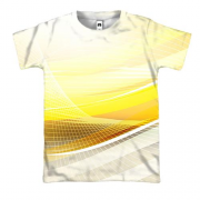 3D футболка Біло-жовта техно абстракція
