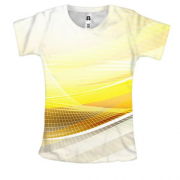 Женская 3D футболка Бело-желтая техно абстракция