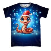 3D футболка с новогодней змеей