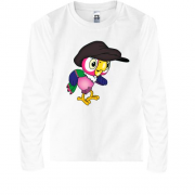 Детская футболка с длинным рукавом с попугаем Кешей в кепке