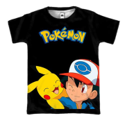 3D футболка Еш та Пікачу - Pokemon