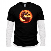 Комбинированный лонгслив с огненным логотипом Mortal Kombat