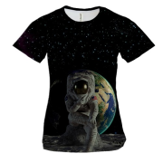 Жіноча 3D футболка Космонавт на Місяці