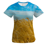 Женская 3D футболка с пшеничным полем