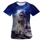 Жіноча 3D футболка з космонавтом на місяці