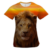 Жіноча 3D футболка Льв на заході сонця (2)