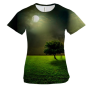 Женская 3D футболка Ночной пейзаж