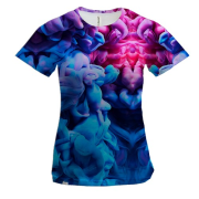 Женская 3D футболка Цветной дым