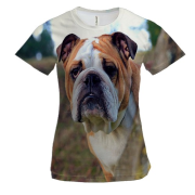 Женская 3D футболка с бульдогом