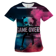 Женская 3D футболка Game over Panda