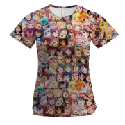 Женская 3D футболка Ахэгао (2)