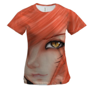Женская 3D футболка с аниме девушкой с оранжевыми волосами