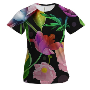 Жіноча 3D футболка з ілюстрованими квітами