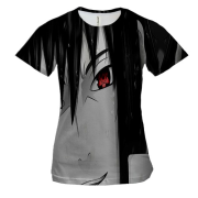 Женская 3D футболка с темным Саске (Наруто)